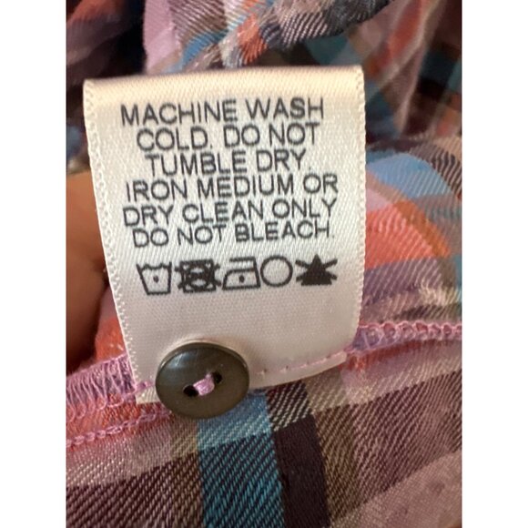 XiRENA Plaid Button-Front Midi Dress With Waist Tie In Pink & Blue Size L - Picture 6 of 8